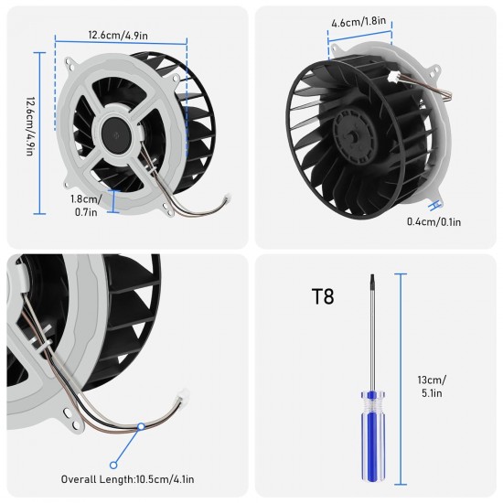 Cooler PS5, consola Sony PlayStation 5, 12047GA-12M-WB-01, KSB1212HGG4E, 23 blade, 12V, 2.15A