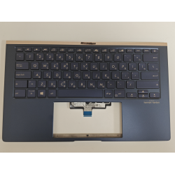 Carcasa superioara cu tastatura palmrest Laptop, Asus, ZenBook 14 UX434F, UX434FA, UX434FAC, UX434FAW, UX434FL, UX434FLC, UX434FQ, 90NB0RM1-R31GR0, 13NB0MP0M04011, 13N1-93A0331, UX434FQ-3B, iluminata, Royal Blue, layout US cu diacritice in greaca (GR)