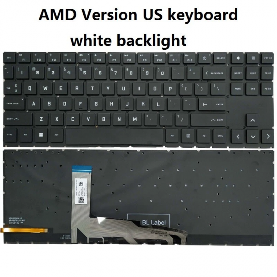 Tastatura Laptop Gaming, HP, OMEN 16-XD, 16Z-XD, iluminata, conector 4 pini, neagra, layout US