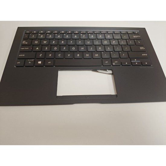 Carcasa superioara cu tastatura palmrest Laptop, Asus, ZenBook S UX391F, UX391FA, 90NB0D91-R31US0, 102-017H1LHD01C, 13N1-3V2US12, UX391UA-1A, iluminata, neagra, layout US