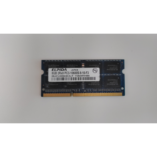 Memorie RAM Laptop, Elpida, 8GB, 2Rx8, DDR3, PC3-10600S, 1333MHz, 1.5V, EBJ81UG8BAS0-DJ-F, CL9, Non-ECC, SODIMM, 204 pini