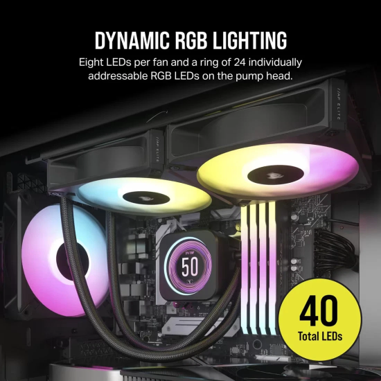 Cooler Procesor Corsair iCUE H100i Elite LCD XT, R?cire cu lichid AIO, Radiator 240mm, Ecran LCD, RGB, Intel LGA 1150/1151/1155/1200/1700/1851/2011/2066, AMD AM5/AM4, sTR4/sTRX4
