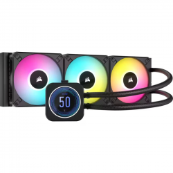Cooler Procesor Corsair iCUE H150i Elite LCD XT, Răcire cu lichid AIO, Radiator 360mm, Ecran LCD, RGB, Intel LGA 1150/1151/1155/1200/1700/1851/2011/2066, AMD AM5/AM4, sTR4/sTRX4