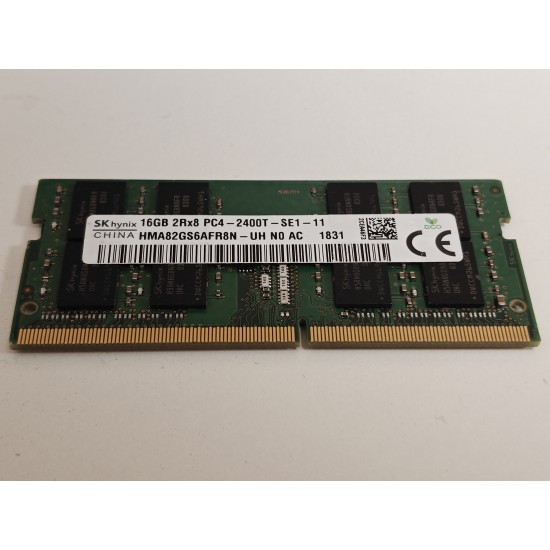 Memorie ram Laptop Hynix 16GB, DDR4, 2Rx8, DDR4-2400, 2400Mhz, HMA82GS6AFR8N-UH, PC4-19200, 1.2V, CL17, Non-ECC, sodimm, 260 pini