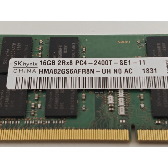Memorie ram Laptop Hynix 16GB, DDR4, 2Rx8, DDR4-2400, 2400Mhz, HMA82GS6AFR8N-UH, PC4-19200, 1.2V, CL17, Non-ECC, sodimm, 260 pini
