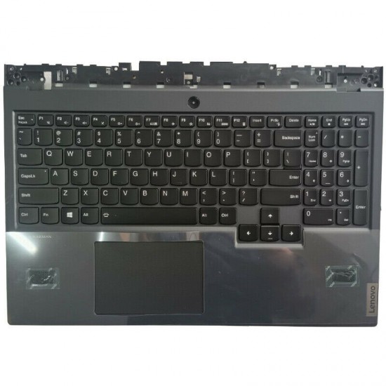 Carcasa superioara cu tastatura palmrest Laptop Gaming, Lenovo, Legion 5-15IMH05 Type 82AU, 5CB0Z26914, AP1HV000700, AM1HV000300, ET1P2000110, iluminata, RGB, 20 pini, gri inchis, layout US