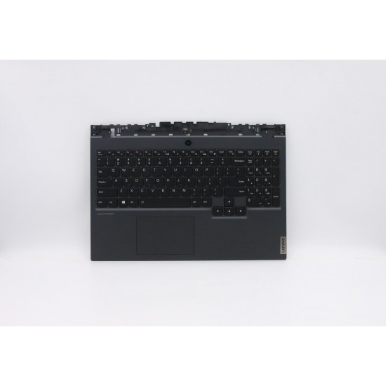 Carcasa superioara cu tastatura palmrest Laptop Gaming, Lenovo, Legion 5-15IMH05 Type 82AU, 5CB0Z26914, AP1HV000700, AM1HV000300, ET1P2000110, iluminata, RGB, 20 pini, gri inchis, layout US