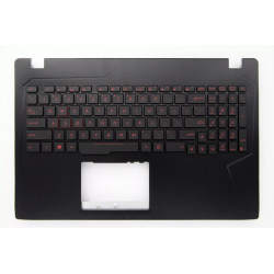 Carcasa superioara cu tastatura palmrest Laptop Gaming, Asus, ROG ZX53V, ZX53VD, 90NB0DW4-R30US0, 13N1-0BA0T11, 13N1-0BA0F11, iluminare rosie, neagra, layout US