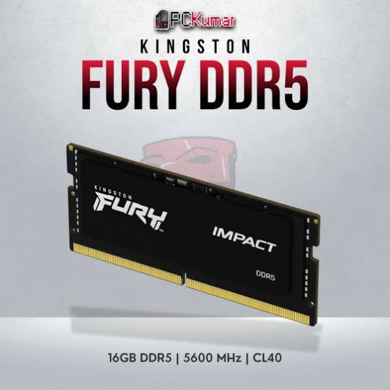 Memorie RAM Laptop, Kingston FURY Impact, 16GB, 1Rx8, DDR5, PC5-44800, 5600MHz, 1.1V, KF556S40IB-16, CL40, Non-ECC, SODIMM, 262 pini