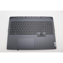 Carcasa superioara cu tastatura palmrest Laptop Gaming, Lenovo, Legion Pro 5 16IRX9 Type 83DF, 5CB1P50121, 5CB1P50125, SN21P29720, iluminata RGB, 24 pini, Grey, layout US