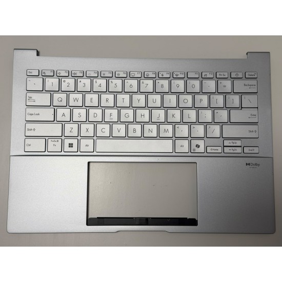 Carcasa superioara cu tastatura palmrest Laptop, Asus, ZenBook 14 UX3405C, UX3405CA, 90NB14W2-R31US1, FBUJI019010, 33UJITAJN90, Silver, layout US