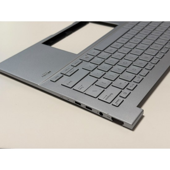 Carcasa superioara cu tastatura palmrest Laptop, Asus, ZenBook 14 UX3405C, UX3405CA, 90NB14W2-R31US1, FBUJI019010, 33UJITAJN90, Silver, layout US