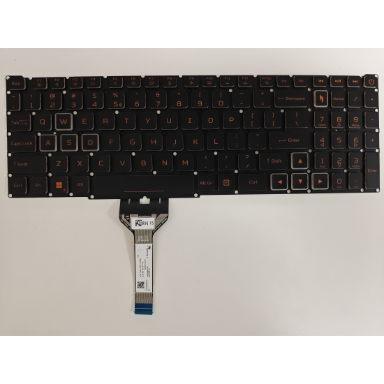Tastatura Laptop Gaming, Acer, Nitro V16 ANV16-41, N24C4, iluminata, conector 4 pini, negru cu portocaliu, layout US