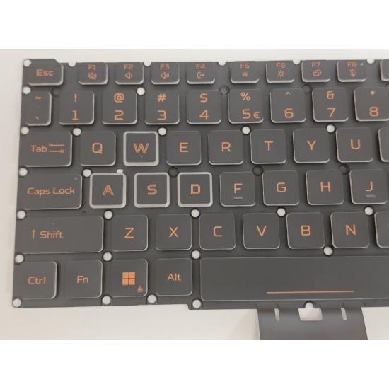 Tastatura Laptop Gaming, Acer, Nitro V16 ANV16-41, N24C4, iluminata, conector 4 pini, negru cu portocaliu, layout US
