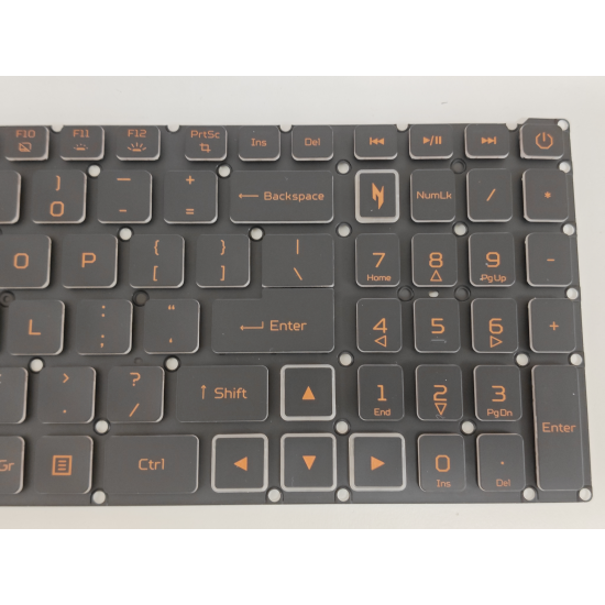 Tastatura Laptop Gaming, Acer, Nitro V16 ANV16-41, N24C4, iluminata, conector 4 pini, negru cu portocaliu, layout US
