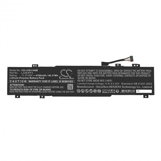 Baterie compatibila Laptop, Lenovo, IdeaPad Slim 3 16IRU9 Type 83E7, CS-LVS314NB, L22B3PF2, 11.31V, 4100mAh, 46.37Wh