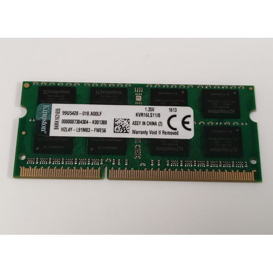 Memorie RAM Laptop, Kingston, 8GB, 2Rx8, DDR3L, PC3L-12800S, 1600MHz, 1.35V, KVR16LS11/8, CL11, Non-ECC, SODIMM, 204 pini
