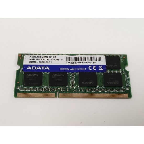 Memorie RAM Laptop, ADATA, 8GB, 2Rx8, DDR3L, PC3L-12800S, 1600MHz, 1.35V, AM1L16BC8R2-B1QS, CL11, Non-ECC, SODIMM, 204 pini