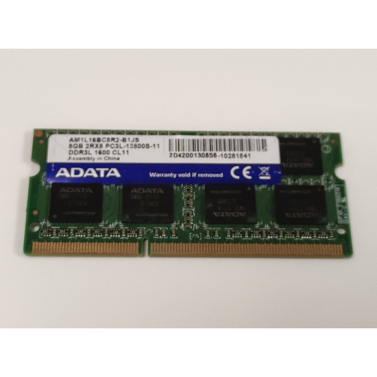 Memorie RAM Laptop, ADATA, 8GB, 2Rx8, DDR3L, PC3L-12800S, 1600MHz, 1.35V, AM1L16BC8R2-B1JS, CL11, Non-ECC, SODIMM, 204 pini