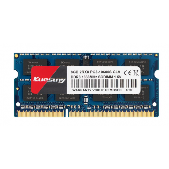 Memorie RAM Laptop, Kuesuny, 8GB, 2Rx8, DDR3, PC3-10600S, 1333MHz, 1.5V, B08FJ77KTQ, CL9, Non-ECC, SODIMM, 204 pini