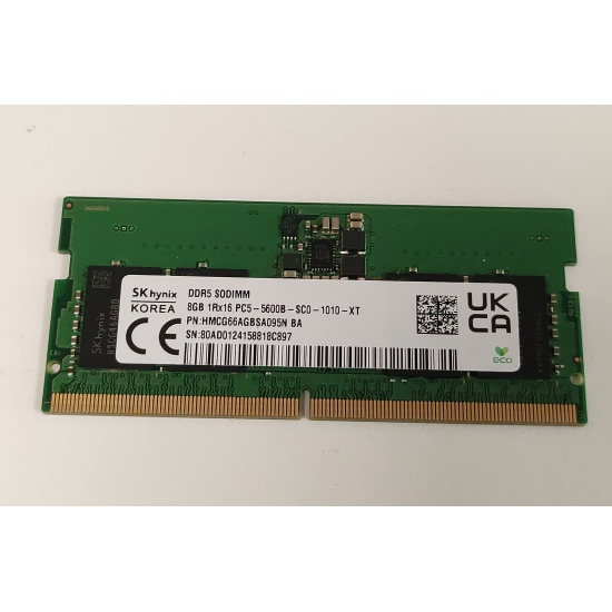Memorie RAM Laptop, SK hynix, 8GB, 1Rx16, DDR5, PC5-44800, 5600MHz, 1.1V, HMCG66AGBSA095N, CL46, Non-ECC, SODIMM, 262 pini