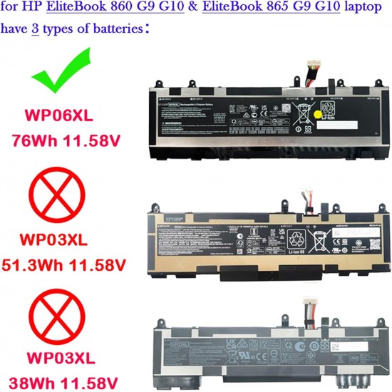 Baterie Laptop, HP, WP06XL, WP06076XL, WP06076XL-PL, HSTNN-IB9Z, M64306-1C1, M73470-002, M73470-005, 11.58V, 6304mAh, 76Wh