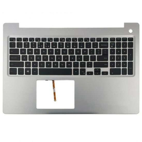 Carcasa superioara cu tastatura palmrest Laptop, Dell, Inspiron 15 5575, P75F, P75F002, MR2KH, 0MR2KH, 4D3R8, 04D3R8, AP21C000810, FA21C000J10-2, iluminata, argintie, layout US