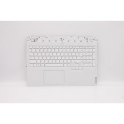 Carcasa superioara cu tastatura palmrest Laptop, Lenovo, Legion 5-15ITH6H Type 82JH, 82MH, 5CB1D05094, 5CB1D05090, AP1ZT000340, EL1ZT000W00, HY560, iluminata, 4 pini, alba, layout US