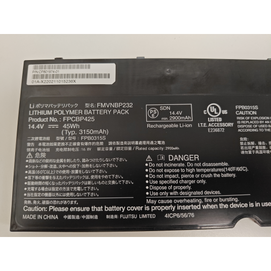 Baterie Laptop, Fujitsu, LifeBook T936, FPCBP425, FPB0315S, 14.4V, 2900mAh, 45Wh