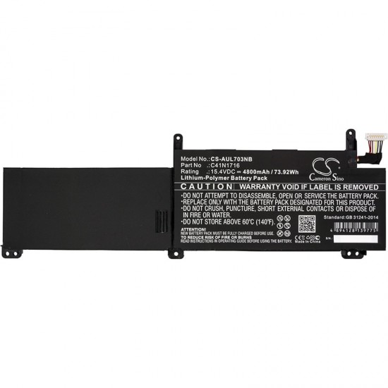 Baterie compatibila Laptop Gaming, Asus, ROG Strix Scar GL703GS, GL703GM, 0B200-02770000, CS-AUL703NB, C41N1716, 15.4V, 4800mAh, 73.92Wh