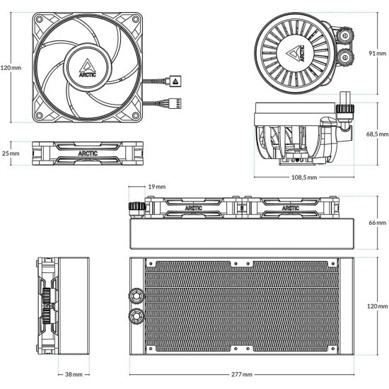 Cooler CPU Arctic Liquid Freezer III Pro 240, racire cu lichid, AIO 240mm, ACFRE00178A, Intel/AMD, negru, LGA 1851, LGA 1700, AMD AM4, AM5, pentru Desktop PC
