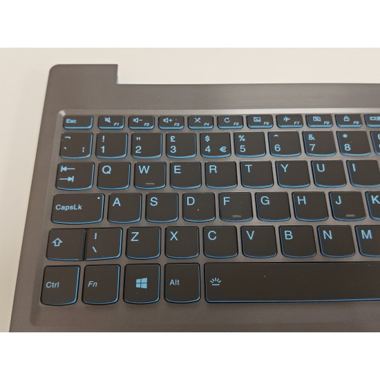 Carcasa superioara cu tastatura palmrest Laptop Gaming, Lenovo, IdeaPad L340-15IRH Type 81LK, 81TR, 5CB0U42759, AP1B4000100, AM1B4000100, FG541, iluminata, neagra, layout UK