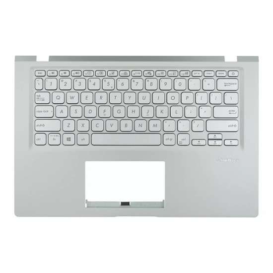 Carcasa superioara cu tastatura palmrest Laptop, Asus, VivoBook 14 X415J, X415JA, X415JANS, X415JF, X415JP, 90NB0TU1-R31UI0, 90NB0TU1-R31US0, 13NB0ST1P01011-3, 13N1-CFA0212, X415EP-1S, iluminata, argintie, layout US