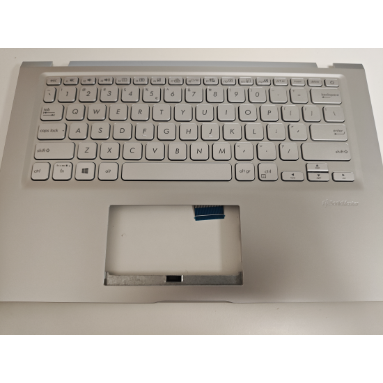 Carcasa superioara cu tastatura palmrest Laptop, Asus, VivoBook 14 X415J, X415JA, X415JANS, X415JF, X415JP, 90NB0TU1-R31UI0, 90NB0TU1-R31US0, 13NB0ST1P01011-3, 13N1-CFA0212, X415EP-1S, iluminata, argintie, layout US