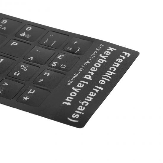 Sticker tastatura negru limba Franceza (Francais) pentru caractere cu diacritice layout FR