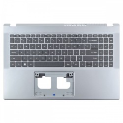 Carcasa superioara cu tastatura palmrest Laptop, Acer, Aspire 3 A315-59G, A315-59G, 6B.K6WN2.001, 6BK6WN2001, AP3UI000400, AM3UI000300, cu slot pentru lan, argintie, layout US