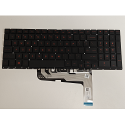 Tastatura Laptop Gaming, HP, OMEN 16-XD, 16Z-XD, iluminata, conector 4 pini, taste negre cu scris rosu, versiunea 2, layout US
