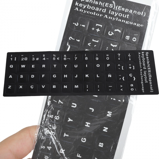 Sticker tastatura negru limba Spaniola (Spanish) pentru caractere cu diacritice layout ES