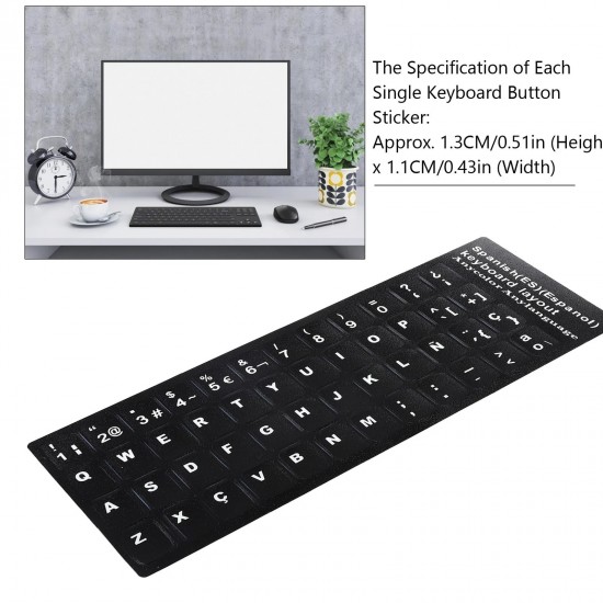 Sticker tastatura negru limba Spaniola (Spanish) pentru caractere cu diacritice layout ES