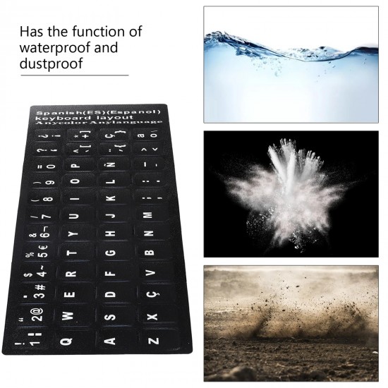 Sticker tastatura negru limba Spaniola (Spanish) pentru caractere cu diacritice layout ES
