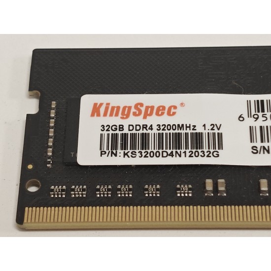 Memorie RAM Laptop, KingSpec, 32GB, 2Rx16, DDR4, PC4-25600, 3200MHz, 1.2V, KS3200D4N12032G, CL22, Non-ECC, SODIMM, 260 pini