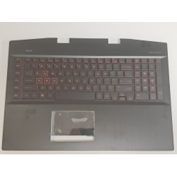 Carcasa superioara cu tastatura palmrest Laptop Gaming, HP, Omen 17-CB, 17T-CB, TPN-C144, L61636-001, L57377-001, AM2K0000300, AM2K0000500, cu iluminare rosie, varianta cu incarcator de 200W, layout US