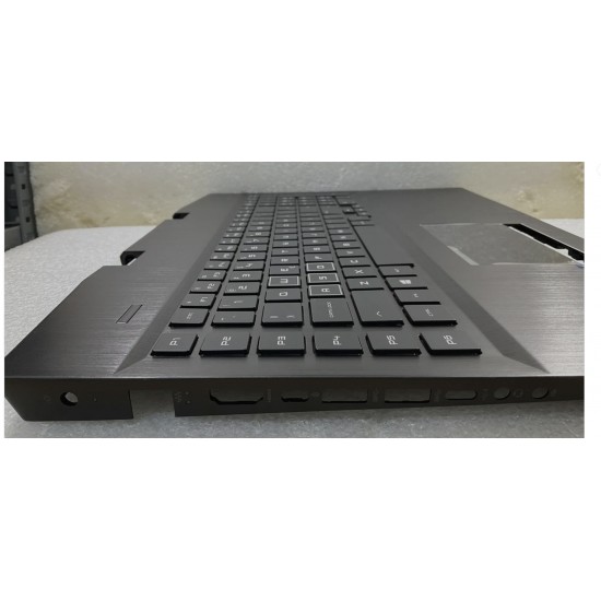 Carcasa superioara cu tastatura palmrest Laptop Gaming, HP, Omen 17-CB, 17T-CB, TPN-C144, L57378-001, L61637-001, AM2K0000300, AM2K0000500, iluminata, RGB, varianta cu incarcator de 200W, layout US