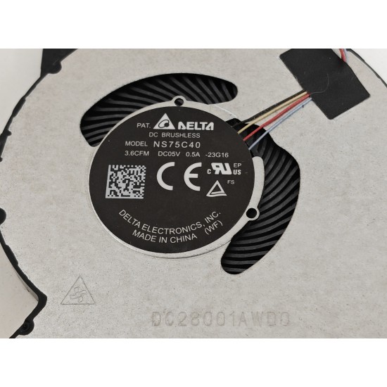 Cooler Laptop, Dell, Pro 16 PC16255, P134F, P134F003, RFF51, 0RFF51, DFS5K12114464P-FNRK, DC28000WFF0, UMA, 5V, 0.5A