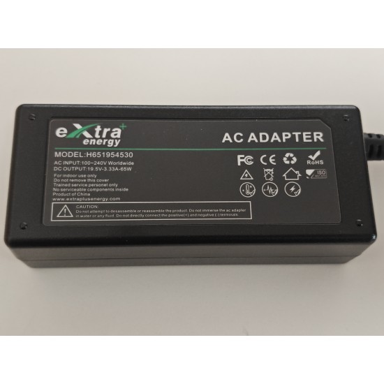 Incarcator compatibil Laptop, HP, 740015-002, 740015-003, 741553-850, 753559-001, 753559-002, 849650-003, 854055-001, 854055-002, 854055-004, 854057-002, 854117-850, 913691-850, L23960-001, L23960-003, H651954530, 19.5V, 3.33A, 65W, mufa 4.5x3.0mm