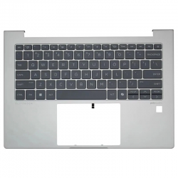 Carcasa superioara cu tastatura palmrest compatibila Laptop, HP, EliteBook 640 G12, 645 G12, N97245-001, N97245-271, N97245-B31, 4BX8VTATP30, FAX8V008010, iluminata, argintie, layout US