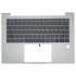 Carcasa superioara cu tastatura palmrest compatibila Laptop, HP, EliteBook 640 G12, 645 G12, N97245-001, N97245-271, N97245-B31, 4BX8VTATP30, FAX8V008010, iluminata, argintie, layout US