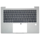 Carcasa superioara cu tastatura palmrest compatibila Laptop, HP, EliteBook 640 G12, 645 G12, N97245-001, N97245-271, N97245-B31, 4BX8VTATP30, FAX8V008010, iluminata, argintie, layout US