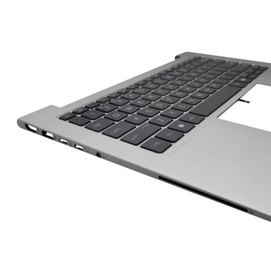 Carcasa superioara cu tastatura palmrest compatibila Laptop, HP, EliteBook 640 G12, 645 G12, N97245-001, N97245-271, N97245-B31, 4BX8VTATP30, FAX8V008010, iluminata, argintie, layout US