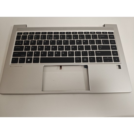 Carcasa superioara cu tastatura palmrest compatibila Laptop, HP, EliteBook 640 G10, 645 G10, N17710-001, N17710-271, N17710-B31, 4BX8QTA00Q0, iluminata, argintie, layout US